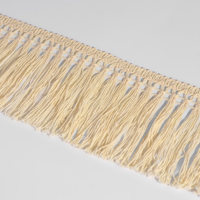 Тесьма декоративная «Бахрома», 75 мм, 10 ± 1 м, цвет бежевый Тесьма декоративная «Бахрома», 75 мм, 10 ± 1 м, цвет бежевый