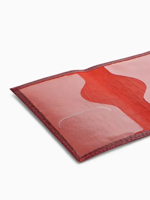 Обложка для паспорта, натуральная кожа, тиснение фольгой, крокодил, бордовая