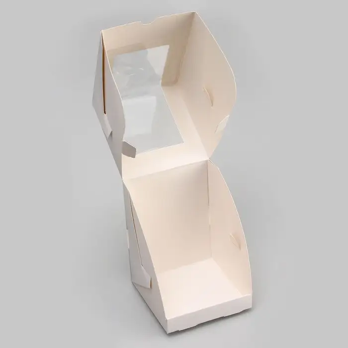 Коробка для 1 капкейк с окном, белая, 12.5×9.5×9.5 см Коробка для 1 капкейк с окном, белая, 12.5×9.5×9.5 см