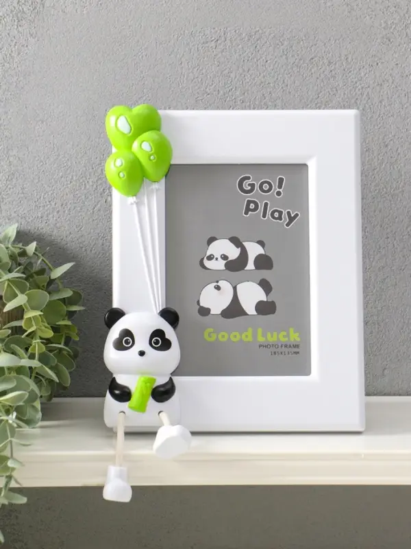 Фоторамка пластик 13х18 см "Пандочка с бамбуком" белый, вертикаль 3,5х19х24,5 см