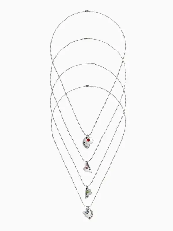 Кулоны парные &laquo;Фантастическая четвёрка&raquo;, 45 см, цветные в серебре