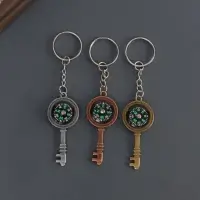 Брелок для ключей на кольце &laquo;Ключик с компасом&raquo;, металл, 2.5&times;0.5&times;5.8 см, МИКС