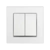 Выключатель TOT Matte Glass, 10 А, 2 клавиши, скрытый монтаж, стеклянная рамка, серебристый