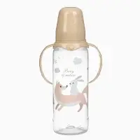 Бутылочка для кормления, от 3 мес., 250 мл, цилиндр, с ручками, бежевый &laquo;Лесные друзья&raquo; Крошка Я