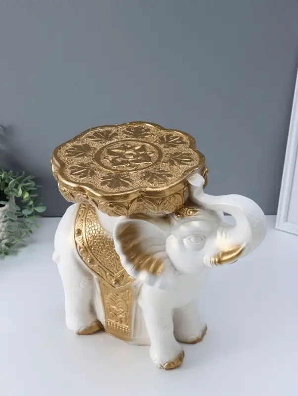Фигура-подставка "Слон" белый, 35х40х25 см