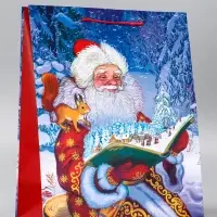 Пакет подарочный новогодний ламинированный, &laquo;Дед Мороз&raquo; , 26&times;12&times;32 см