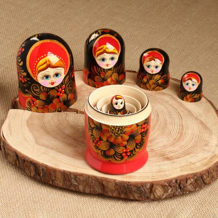 Матрёшка «Рябинка», чёрный платок, 5 кукольная, 18 см Матрёшка «Рябинка», чёрный платок, 5 кукольная, 18 см