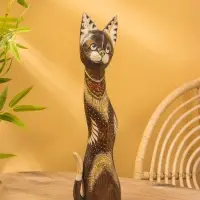 Сувенир «Кошка», 60×14×6 см, дерево, коричневый, МИКС