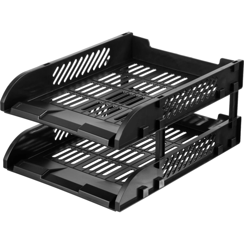 Лоток горизонтальный для бумаг  Deli E9212,сборн,черн,325x241x155мм 2шт/наб