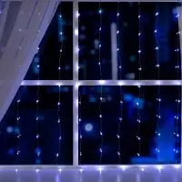 Гирлянда &laquo;Занавес&raquo; 1&times;1 м, роса, IP20, серебристая нить, 100 LED, свечение белое, 12 В