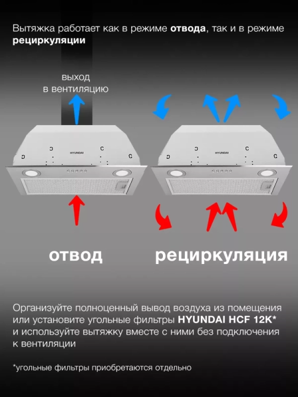 Вытяжка встраиваемая HBB 6033 IX нержавеющая сталь