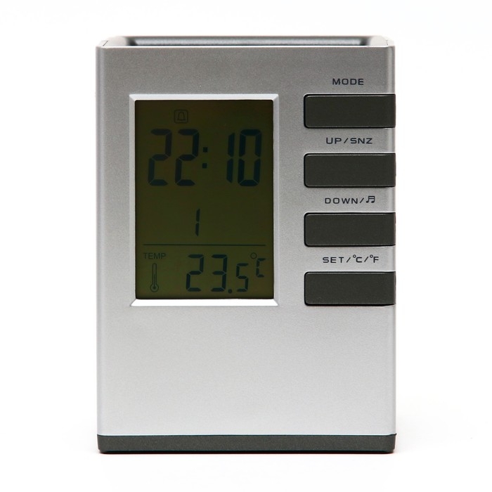 Часы-органайзер настольные электронные: будильник, термометр, календарь, гигрометр,8х10.8 см Часы-органайзер настольные электронные: будильник, термометр, календарь, гигрометр,8х10.8 см