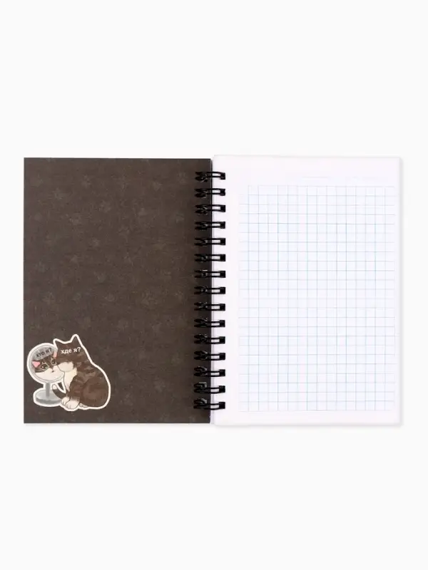 Записная книжка А6, 100 листов, в клетку &laquo;Мемные коты&raquo;