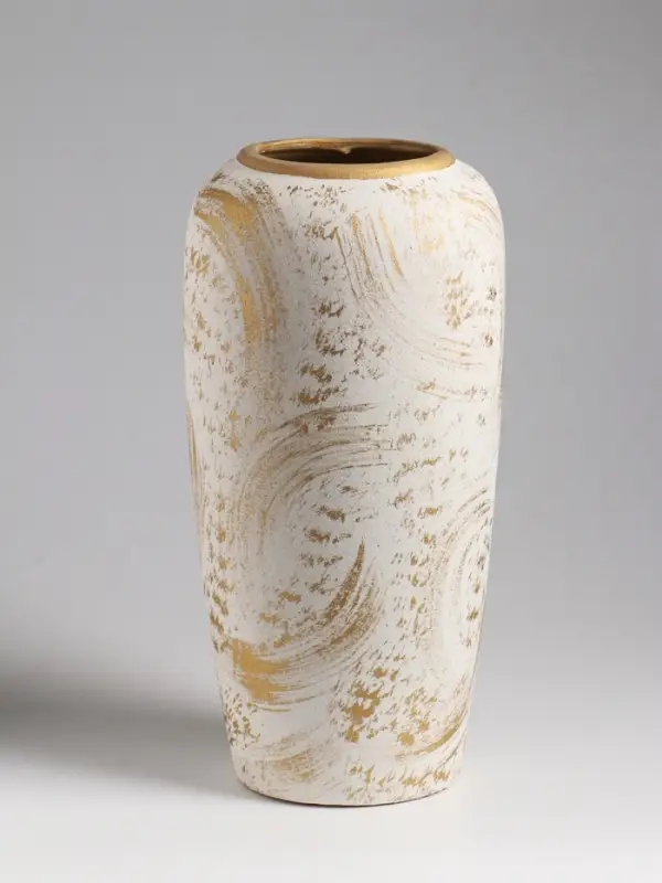 Ваза настольная керамика Ваза настольная керамика "Сэнс" 28,5х13 см, бело-золотой