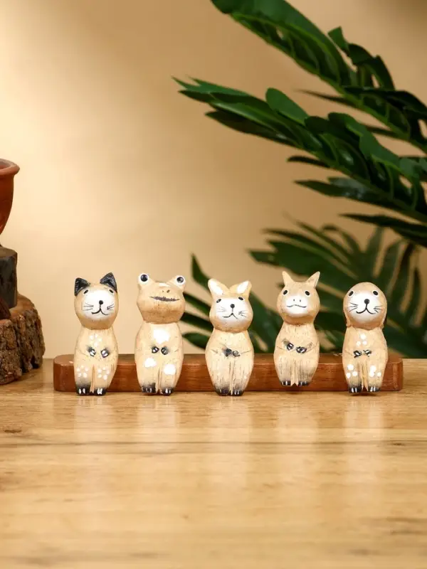 Сувенир «Зверушки на скамейке», 18×6×4.5 см, дерево, коричневый