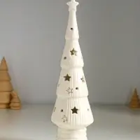 Сувенир керамика свет "Ёлочка со звёздами" белый с золотом 7х7х24 см Сувенир керамика свет "Ёлочка со звёздами" белый с золотом 7х7х24 см