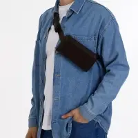 Сумка мужская на плечо TEXTURA, портмоне-клатч, на молнии, коричневая