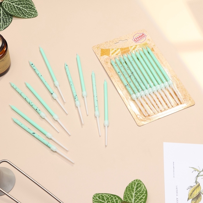 Свечи для торта Свечи для торта "Блестящая вечеринка", 10 шт, голубые