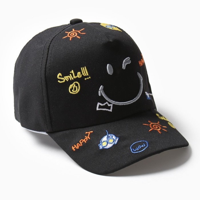 Кепка детская MINAKU Кепка детская MINAKU "Смайл", цв. черный, р-р 44-46