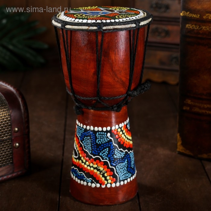 Сувенирный музыкальный инструмент Сувенирный музыкальный инструмент "Барабан Джембе Разноцветный" 13x13x24 см, МИКС