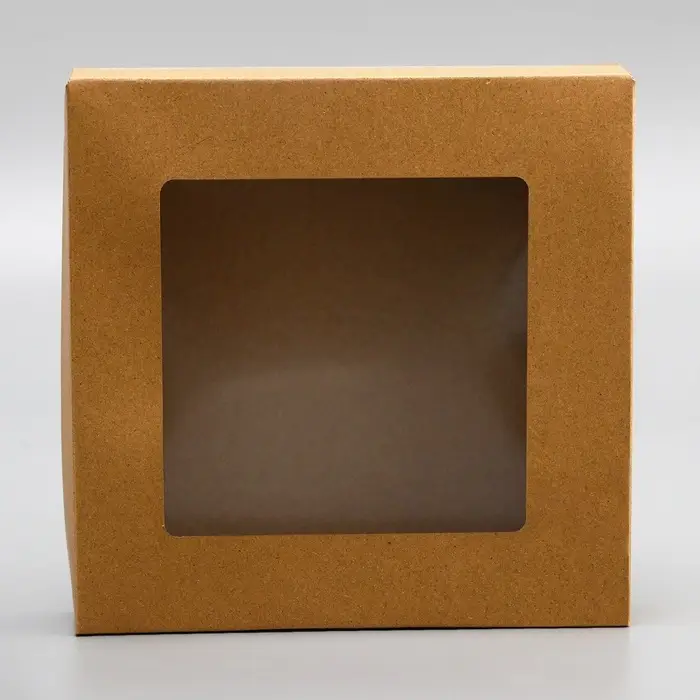 Коробка складная, с окном крафт, 20&times;20&times;4 см