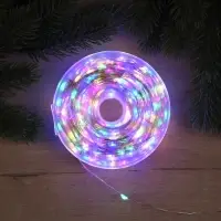 Гирлянда &laquo;Нить&raquo; 100 м роса, IP44, серебристая нить, 1000 LED, свечение мульти, 18 В