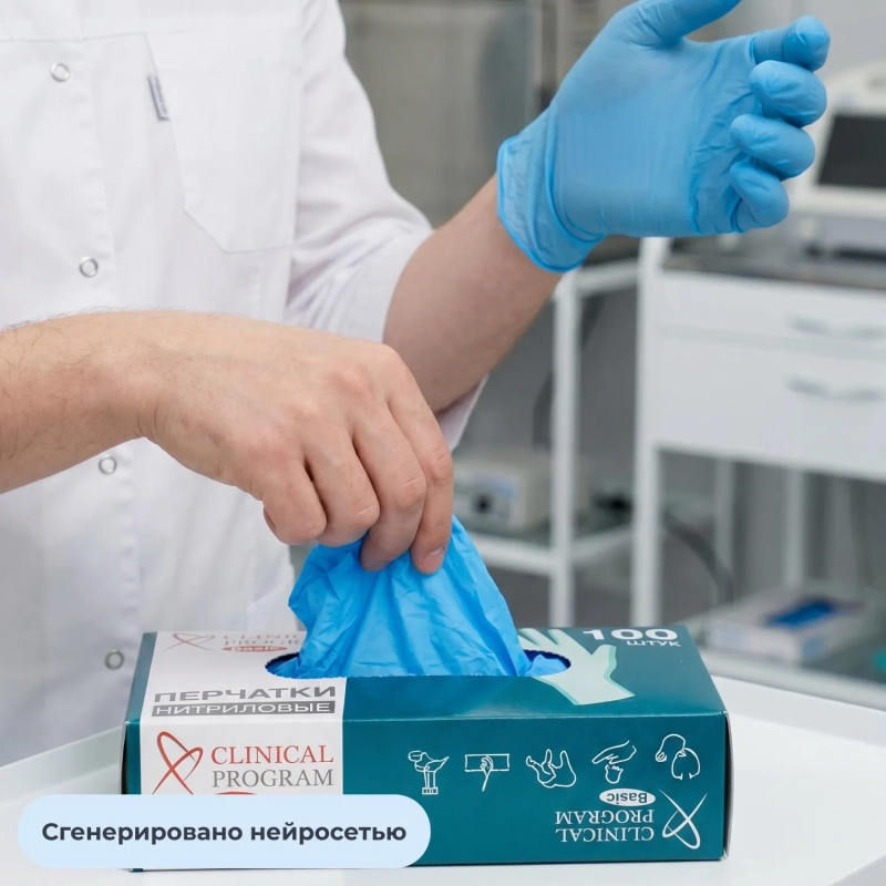 Перчатки нитрил., н/с, н/о, CP Basic (S) голубые 3гр. 50 пар/уп