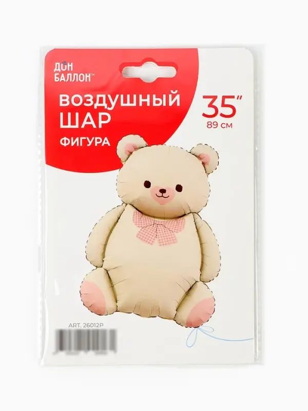 Воздушный шар фольгированный 35 Воздушный шар фольгированный 35" «Мишка с бантом»