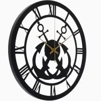 Часы настенные интерьерные &laquo;Якорь&raquo;, бесшумные, плавный ход, d=40 см, металл, чёрные