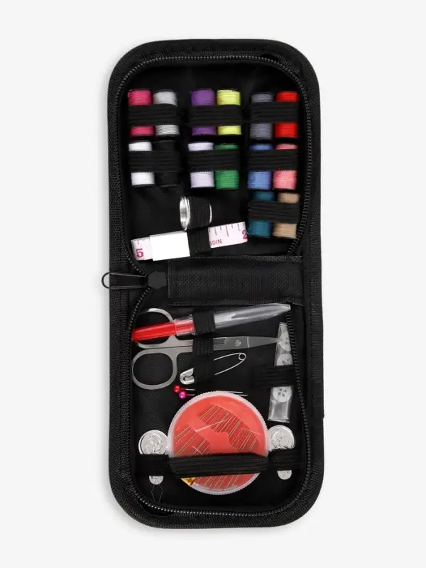 Швейный набор, 42 предмета, в футляре, 12&times;12&times;3 см, чёрный