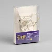 Гирлянда &laquo;Мишура&raquo; 1 м, роса, IP20, серебристая нить, 20 LED, от батареек CR2032&times;2, свечение мульти