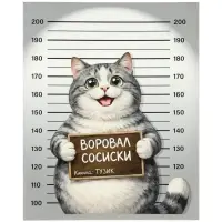 Тетрадь 48 листов в клетку Calligrata &laquo;Коты хулиганы&raquo;, блок №2, серые листы, обложка МИКС