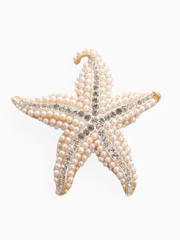 Брошь Брошь "Морская звезда", цвет белый в золоте