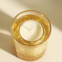 Свеча интерьерная в стакане с LED-подсветкой "Золотые звёздочки" 8х8х9 см