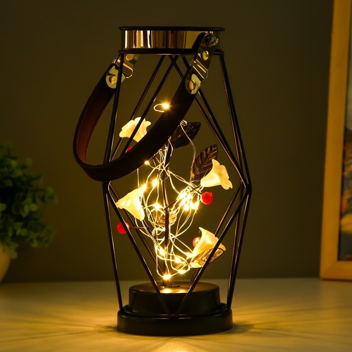 Ночник Ночник "Цветы" LED от батареек ААА чёрный 16х16х25 см RISALUX