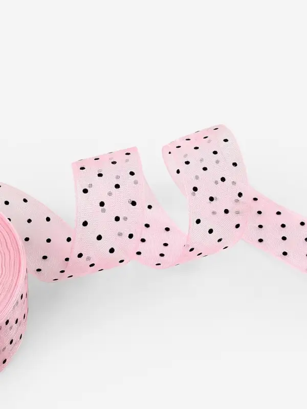 Лента капроновая &laquo;Горох&raquo;, 25 мм, 23&plusmn;1 м, розовая