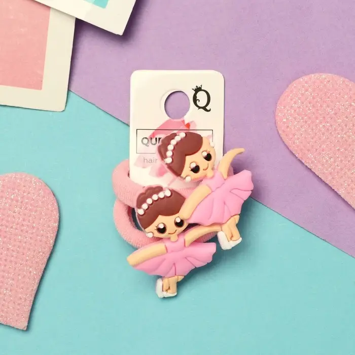 Резинка для волос  Резинка для волос "Крошка" (набор 2 шт) балеринка, 3 см, розовый