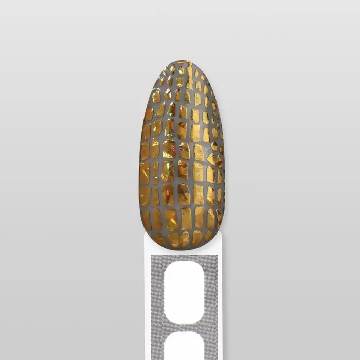 Наклейки для ногтей «Аллигатор», фольгированные, цвет золотистый