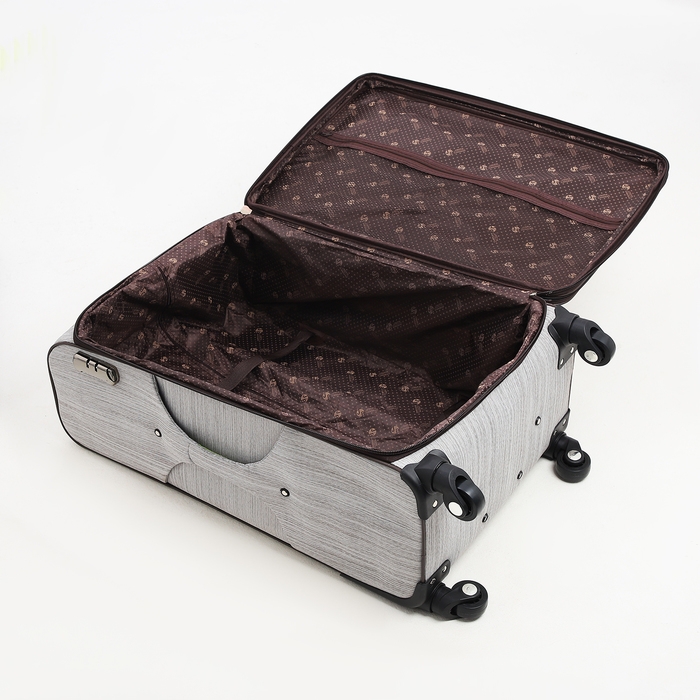 Чемодан большой 95 л (L), отдел на молнии, с расширением, кодовый замок, 4 колеса, наружный карман, цвет серый Чемодан большой 95 л (L), отдел на молнии, с расширением, кодовый замок, 4 колеса, наружный карман, цвет серый