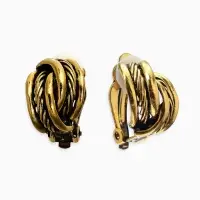 Серьги клипсы для ушей QF &laquo;Узел&raquo;, цвет чернёное золото