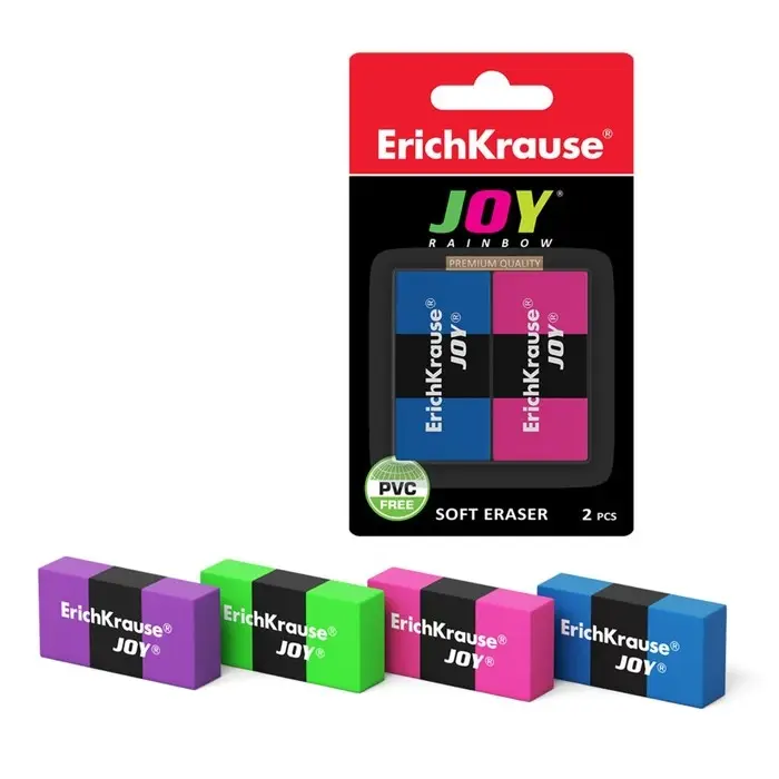 Ластик ErichKrause Joy Rainbow, 2 штуки, блистер Ластик ErichKrause Joy Rainbow, 2 штуки, блистер