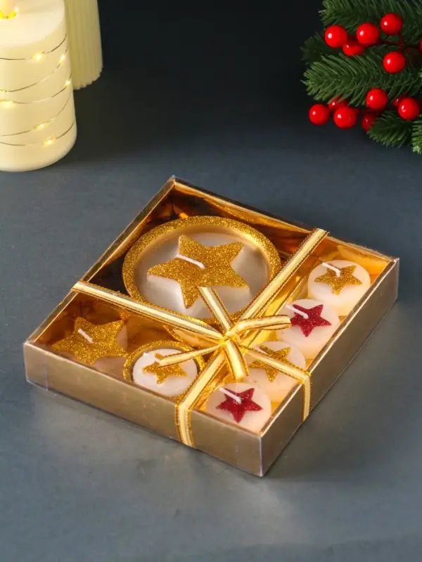 Набор свечей &laquo;Звёзды и подсвечник&raquo;, 7 шт., 15.8&times;16.8&times;3.3 см