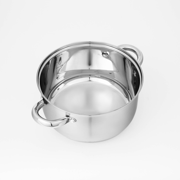 Набор кастрюль из нержавеющей стали Доляна «Гретте», 3 предмета: 1,6 л, 2,3 л, 3,2 л, крышки Набор кастрюль из нержавеющей стали Доляна «Гретте», 3 предмета: 1,6 л, 2,3 л, 3,2 л, крышки