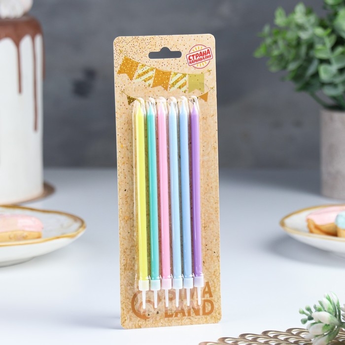 Свечи в торт коктейльные Свечи в торт коктейльные "С днём рождения", 6 шт, 13 см, высокие