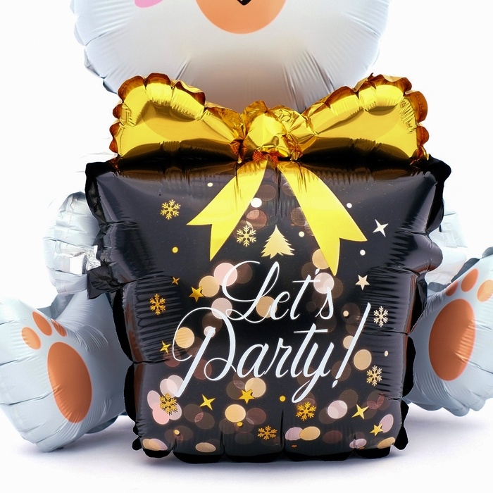 Шар фольгированный 36 Шар фольгированный 36" "Белый мишка с подарком"