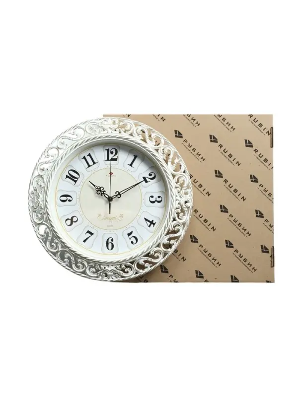 Часы настенные классические, бесшумные, плавный ход, d=39.5 см, белые, от батарейки 1&times;АА