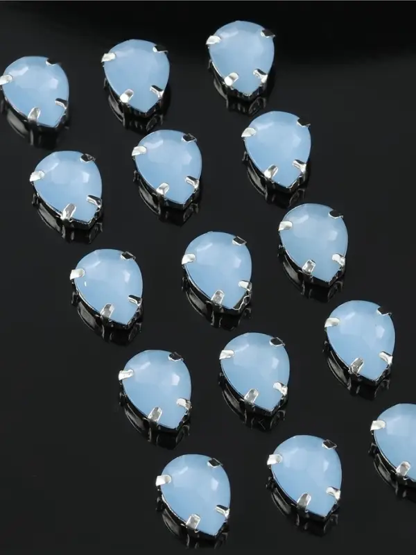 Стразы пришивные «Капля», в цапах, 10×14 мм, 20 шт., голубые