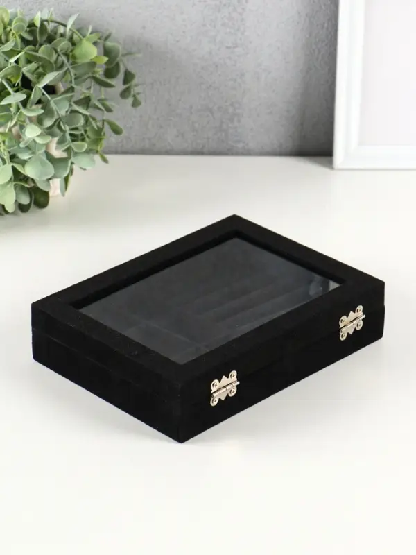 Шкатулка для украшений Chido, 8 полос, 9 ячеек, 20&times;15&times;4.5, чёрная