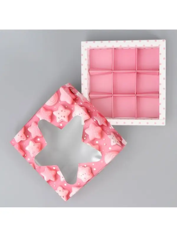 Коробка для конфет, кондитерская упаковка, 9 ячеек, &laquo;Сладости&raquo;, 14.7&times;14.7&times;3.5 см