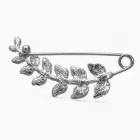 Булавка &laquo;Веточка лиственная&raquo;, 6.5 см, зелёная в серебре